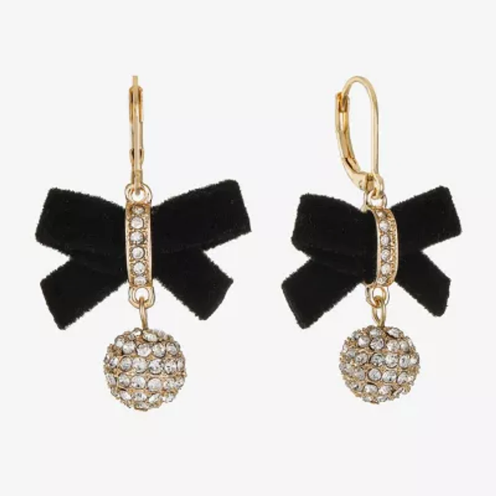 Monet Jewelry Gold Tone Womens Glass Bow Drop Earrings