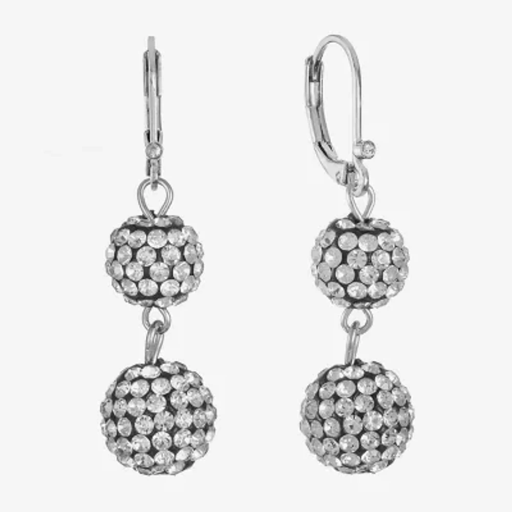 Monet Jewelry Silver Tone Double Womens Glass Round Drop Earrings