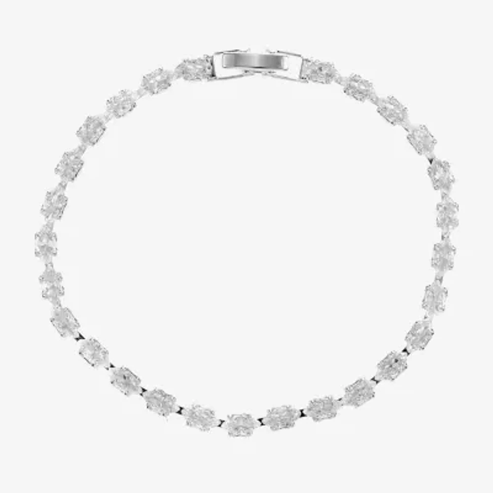 Sparkle Allure Womens Cubic Zirconia Pure Silver Over Brass Marquise 7.5 Inch Tennis Bracelet