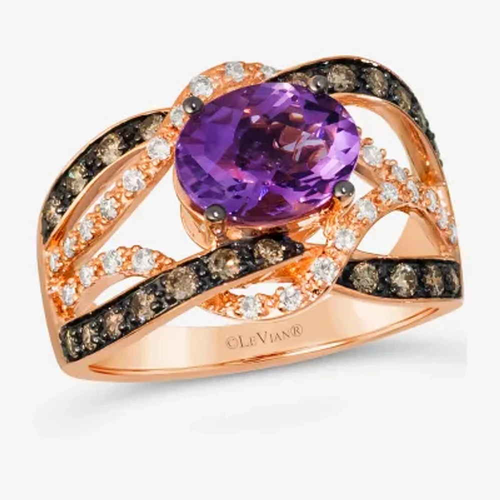 Le Vian® Ring featuring 1 3/4 CT. Blueberry Tanzanite® 1/3 Chocolate Diamonds® 1/5 Nude Diamonds™ set 14K Strawberry Gold®