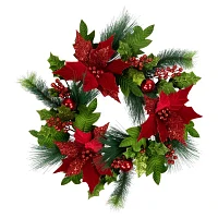 Northlight 24in Glittered   Unlit Wreath