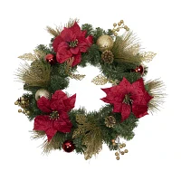 Northlight Poinsettias And Ball Wreath