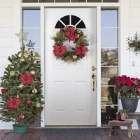 Northlight Poinsettias And Ball Wreath