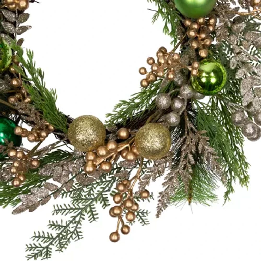 Northlight Ornaments And Berries Glittered Wreath