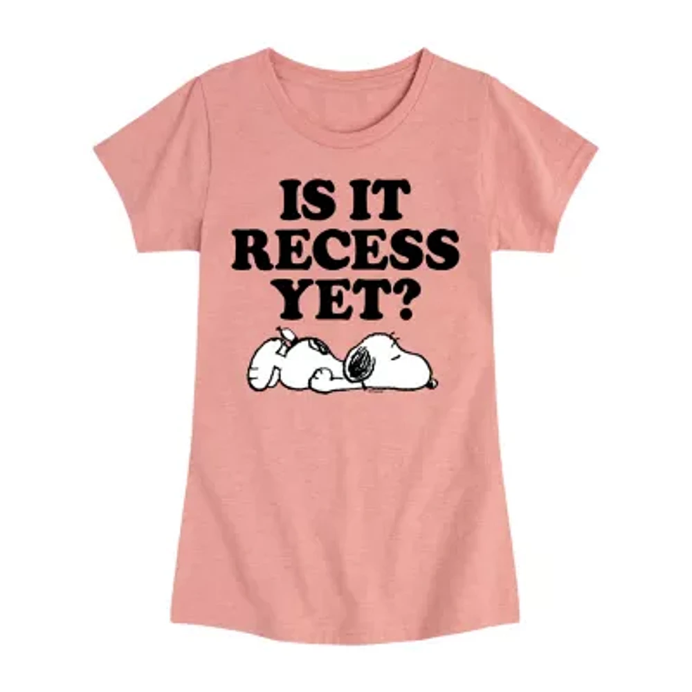 Big Kid Girls Crew Neck Short Sleeve Classic Fit Peanuts Graphic T-Shirt