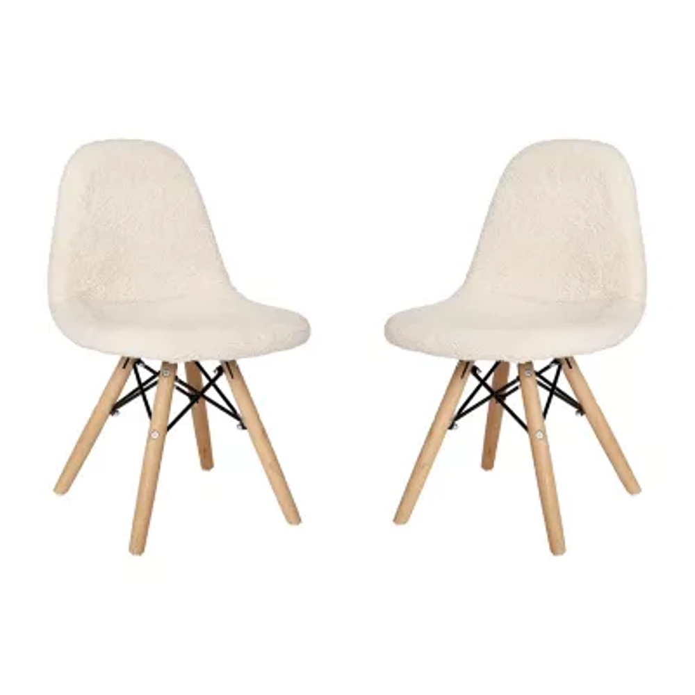 Zula Padded Sherpa Side Chair for Kids - Set of 2