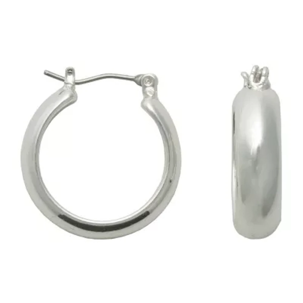 Bold Elements Silver Tone Thick Womens 22.3mm Hoop Earrings