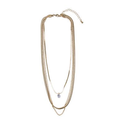 Bold Elements Silver Tone Three Row Womens 15 Inch Cable Chain Necklace