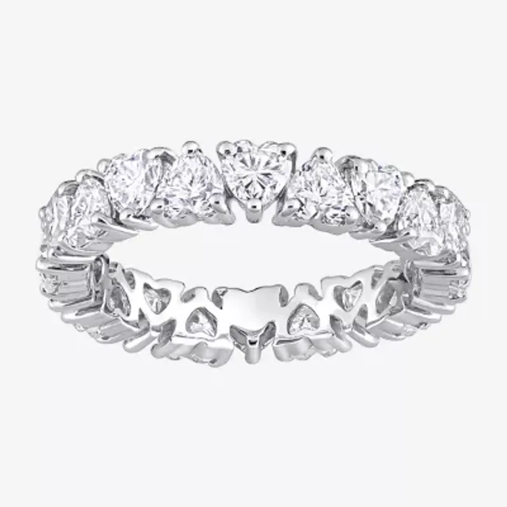 Womens 4MM 3 3/8 Ct. T.W. Lab Created White Moissanite Sterling Silver Heart Eternity Wedding Band