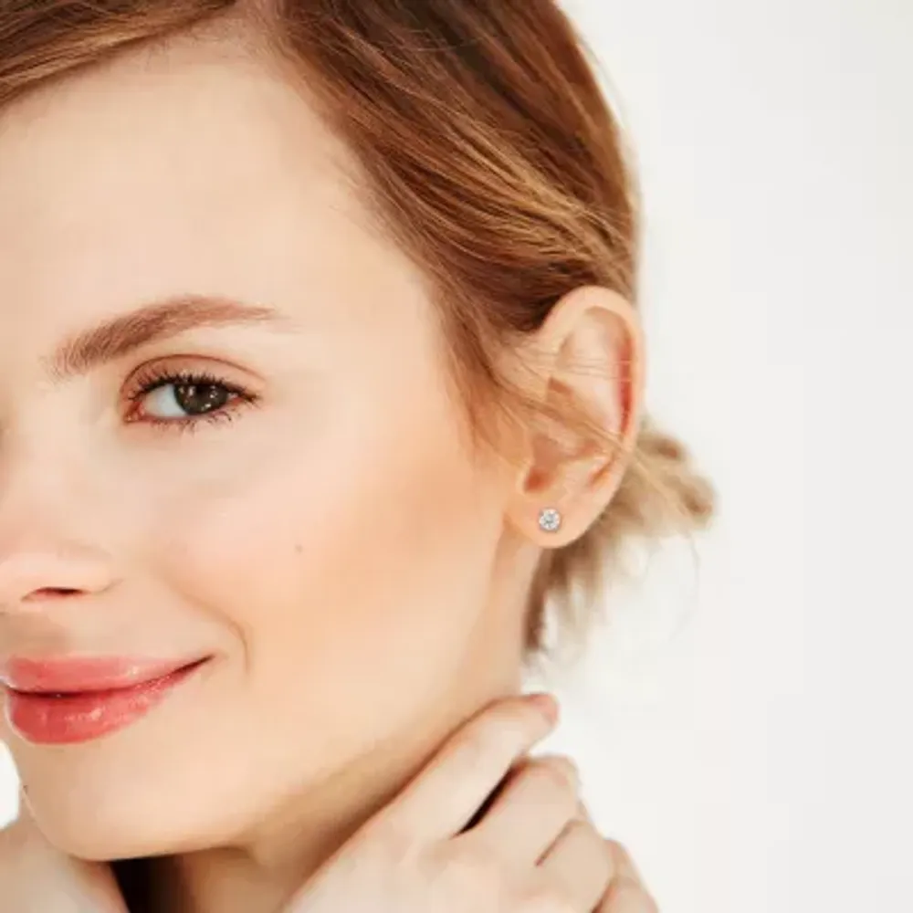 1 3/8 CT. T.W. Lab Created White Moissanite Sterling Silver 6mm Stud Earrings