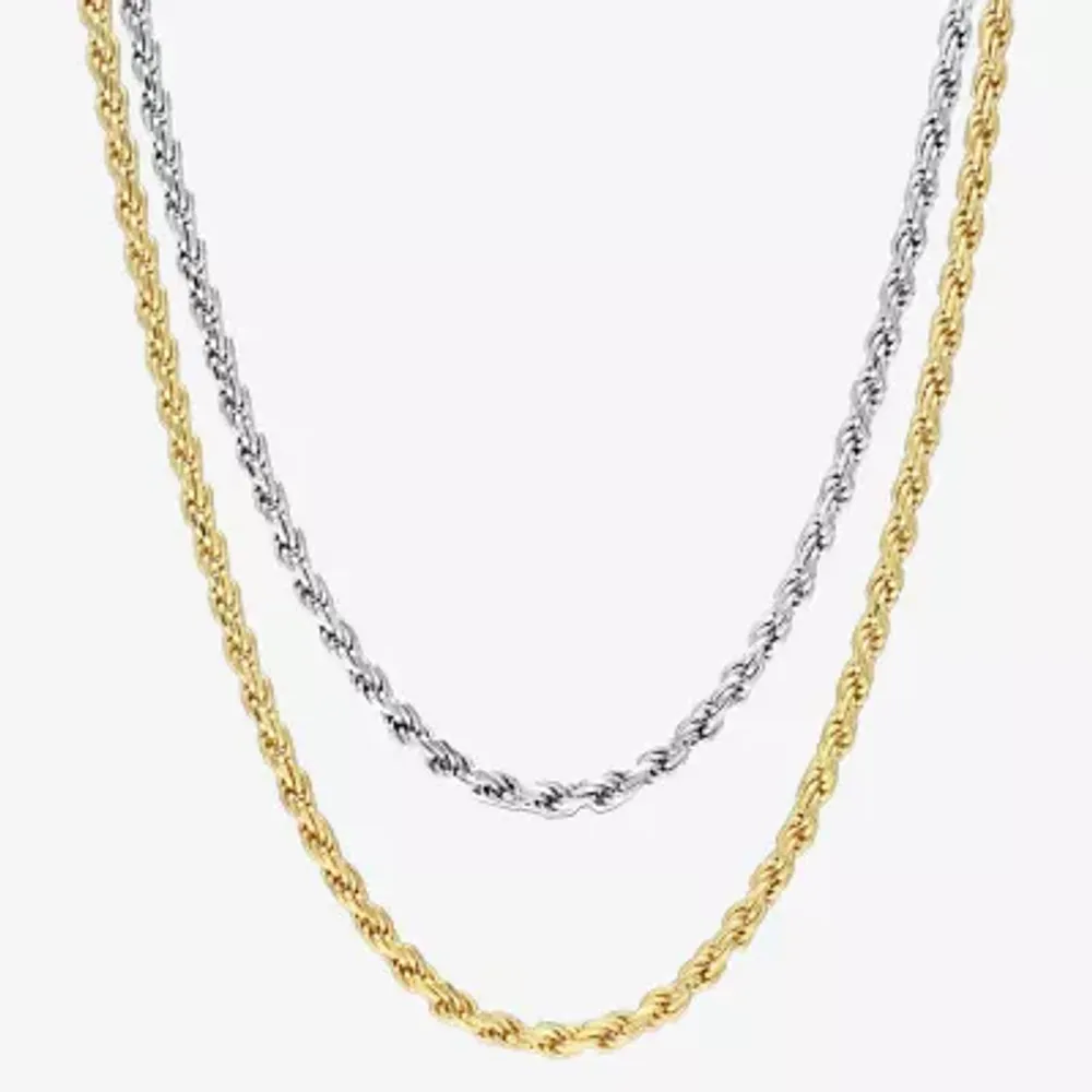 Womens 18K Two Tone Gold Over Silver 18 Inch Rope Chain Necklace