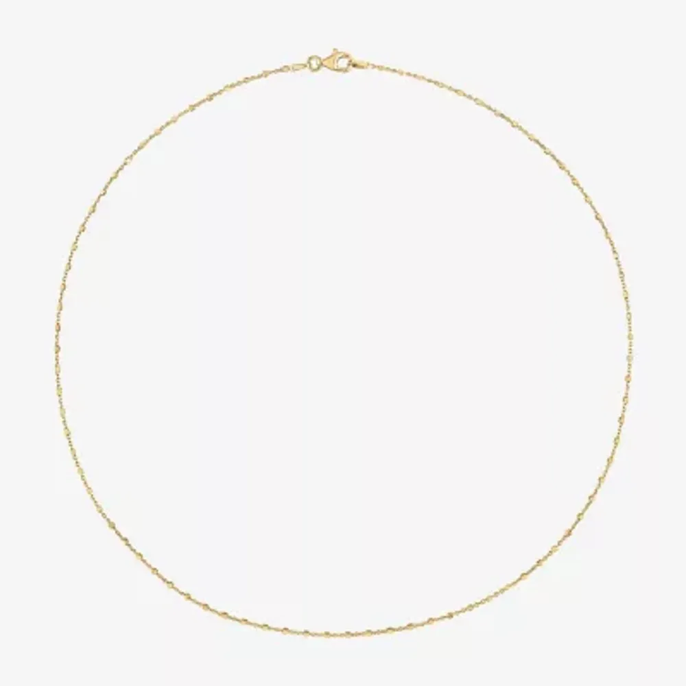 Womens 18K Gold Over Silver 18 Inch Bead Chain Necklace
