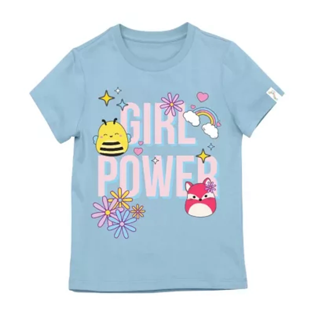 Little & Big Kid Girls Round Neck Short Sleeve Regular Fit Squishmallows Graphic T-Shirt