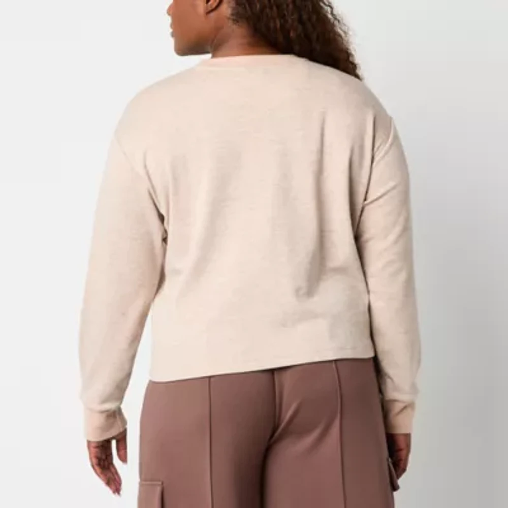 Stylus Womens Crew Neck Long Sleeve Plus Sweatshirt