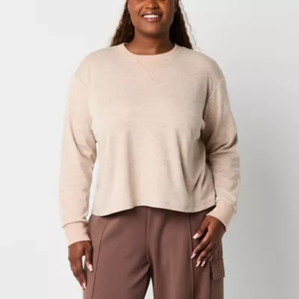Stylus Womens Crew Neck Long Sleeve Plus Sweatshirt