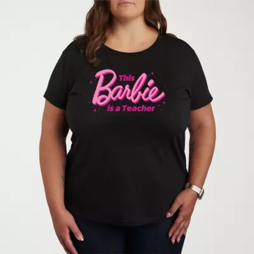 Teacher Womens Crew Neck Short Sleeve Barbie Plus T-Shirt