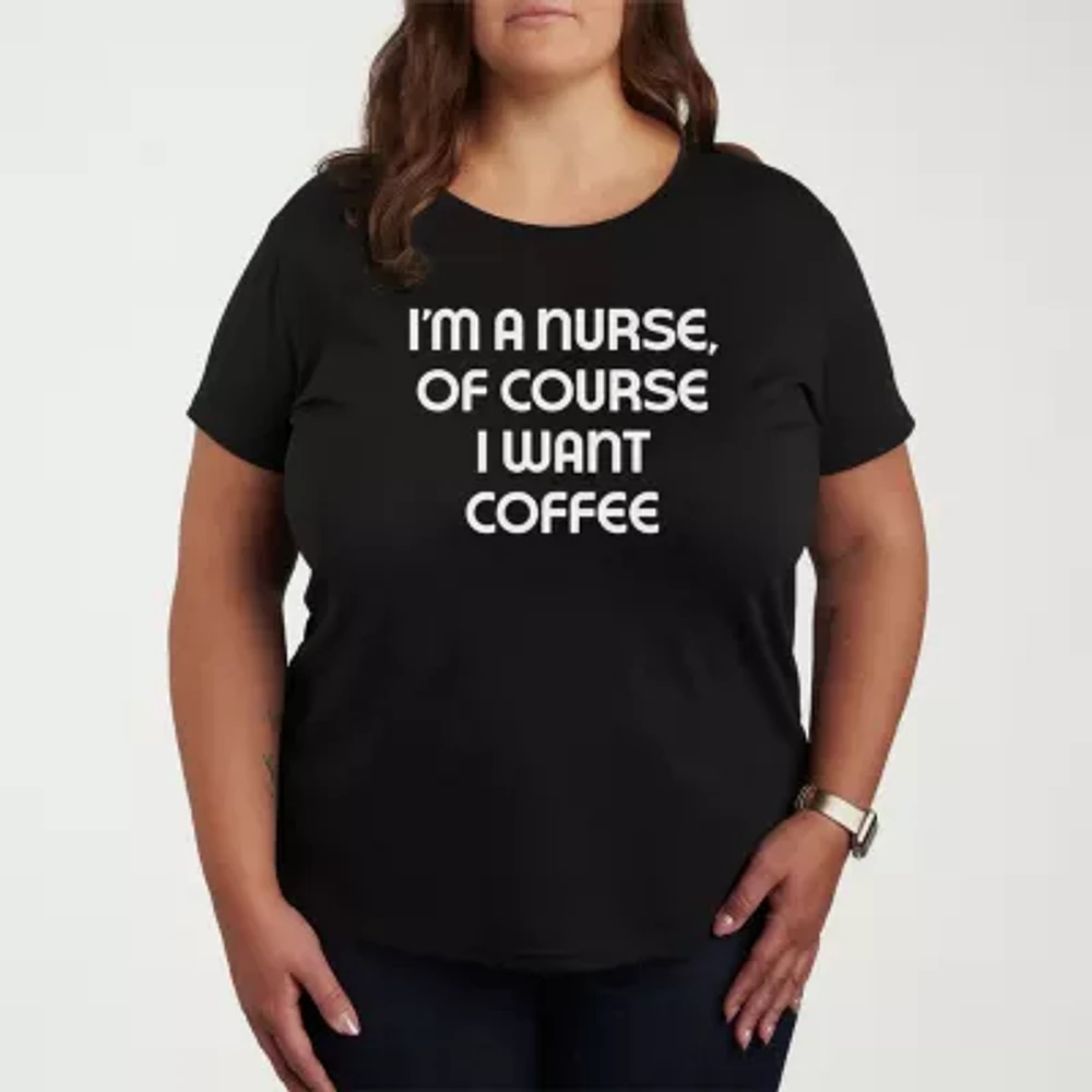 Nurse Womens Crew Neck Short Sleeve Plus T-Shirt