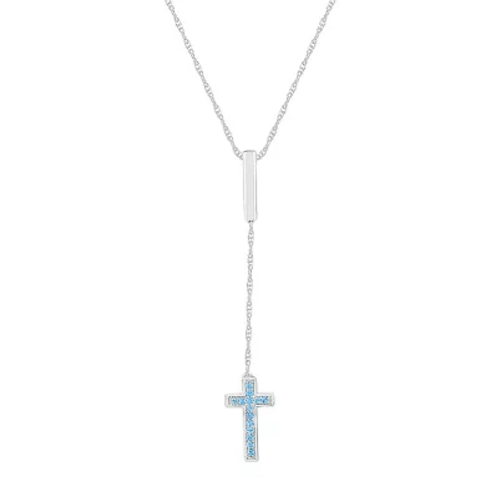 Womens Blue Topaz Sterling Silver 18 Inch Y Necklace