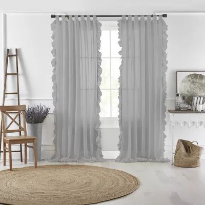 Elrene Home Fashions Bella Tab Top Sheer Single Curtain Panel