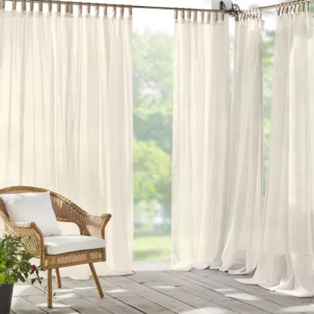 Elrene Home Fashions Darien Tab Top Sheer Single Outdoor Curtain Panel