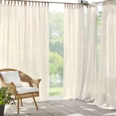 Elrene Home Fashions Darien Tab Top Sheer Single Outdoor Curtain Panel