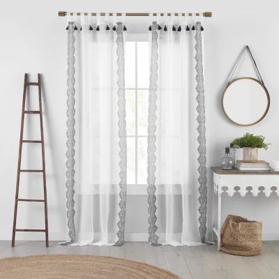 Elrene Home Fashions Shilo Tab Top Sheer Single Curtain Panel