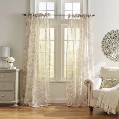 Elrene Home Fashions Westport Tie Top Sheer Single Curtain Panel