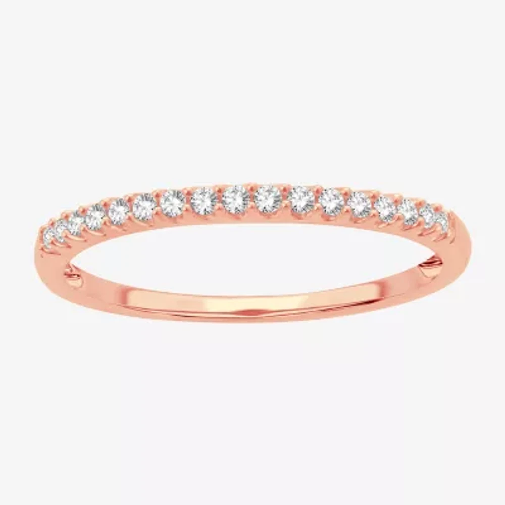 Womens 1/8 CT. T.W. Natural White Diamond 10K Gold Wedding Band