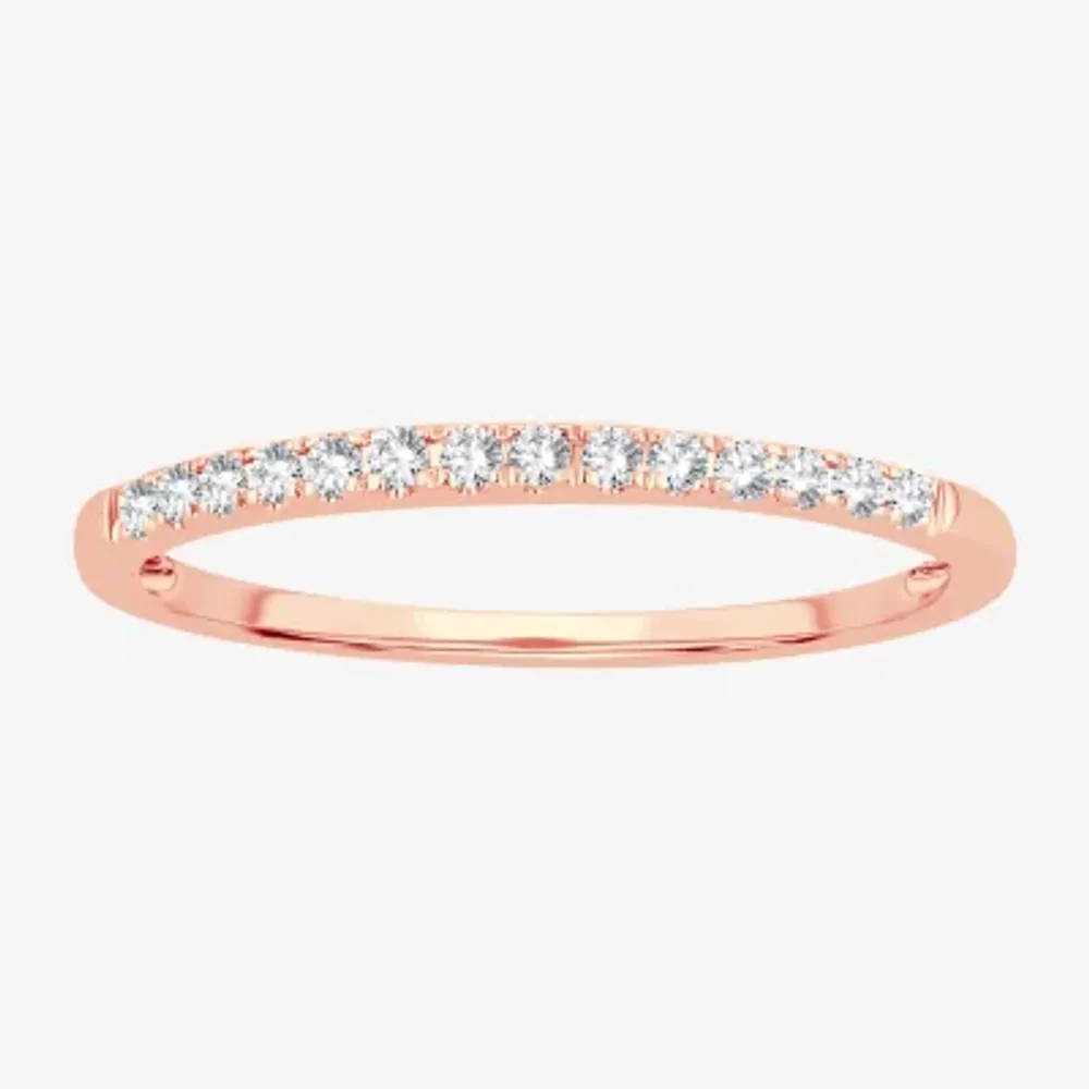 Womens Diamond Accent Natural White 10K Rose Gold Wedding Band