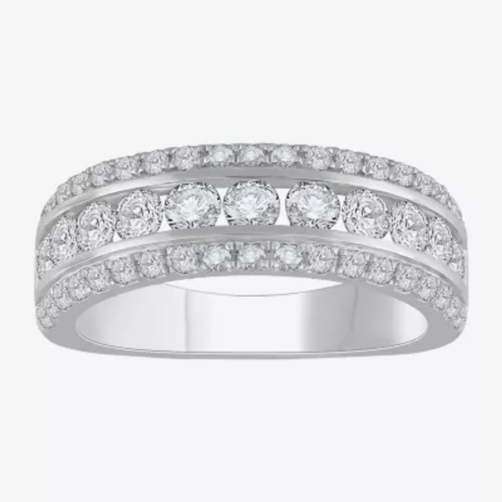(H-I / Si1) Womens 4MM 1 1/2 CT. T.W. Lab Grown White Diamond 14K Gold Anniversary Wedding Band