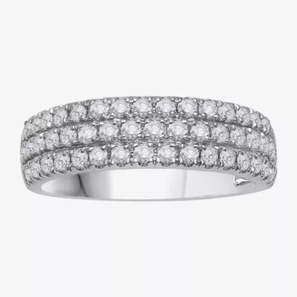(H-I / Si1) Womens 4MM 1 CT. T.W. Lab Grown White Diamond 14K Gold Anniversary Wedding Band