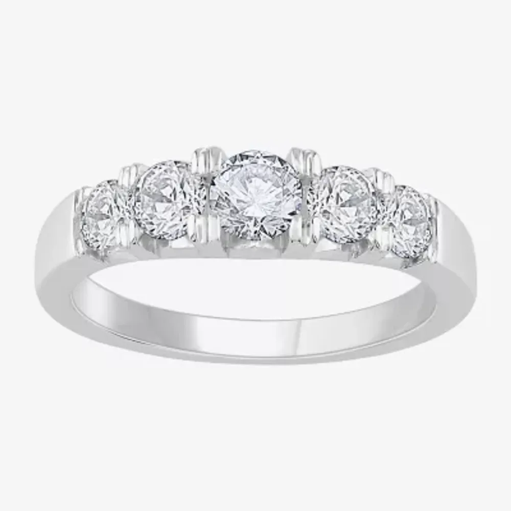 (H-I / Si1) Womens 1 CT. T.W. Lab Grown White Diamond 14K Gold 5-Stone Anniversary Band