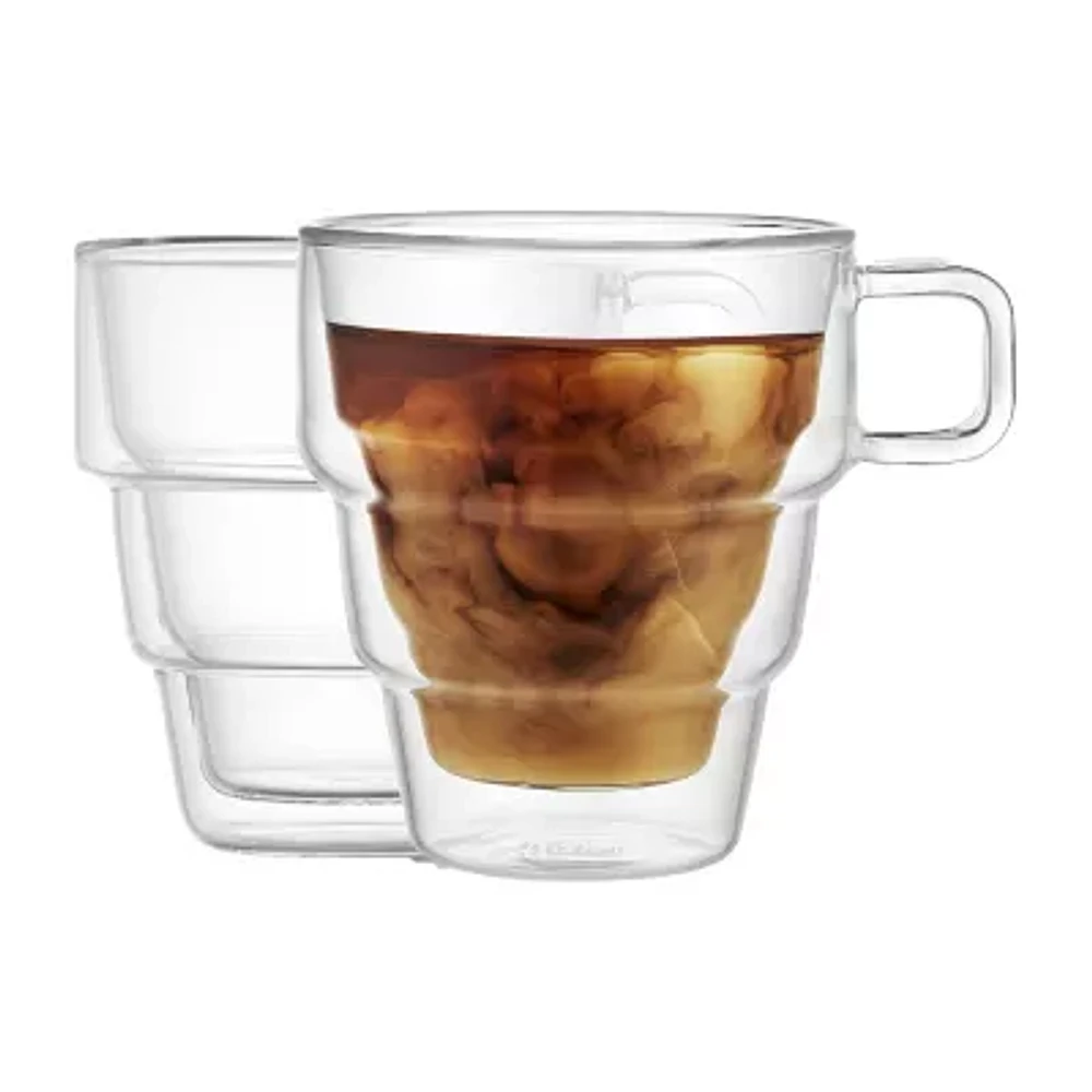 Joyjolt Pila Double Walled Glass Tea - 10 Oz - Set Of 2 Coffee Mug