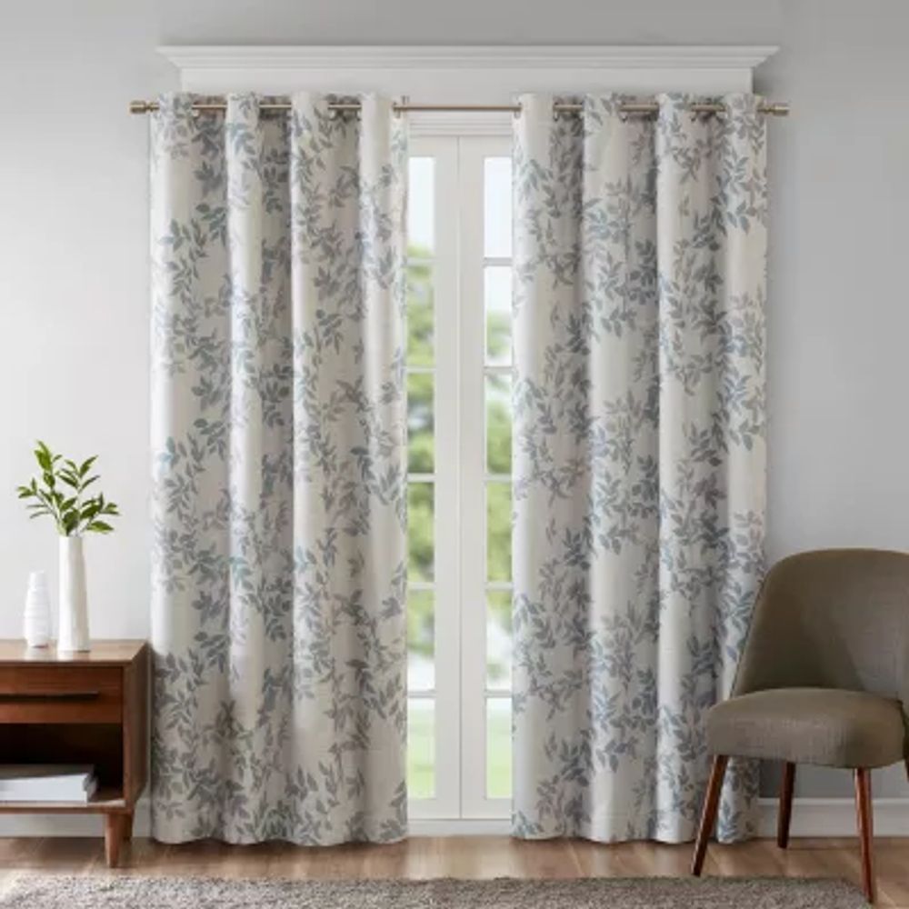 Madison Park April Leaf Grommet Top Energy Saving Blackout Single Curtain Panel