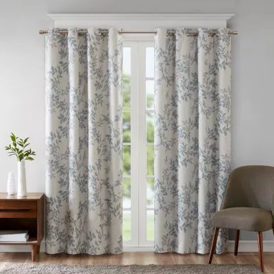 Madison Park April Leaf Grommet Top Energy Saving Blackout Single Curtain Panel