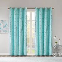 Intelligent Design Khloe Metallic Geometric Printed Grommet Top Energy Saving 100% Blackout Single Curtain Panel