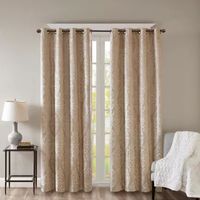 Madison Park Elysia Knitted Jacquard Damask Grommet Top Energy Saving 100% Blackout Single Curtain Panel