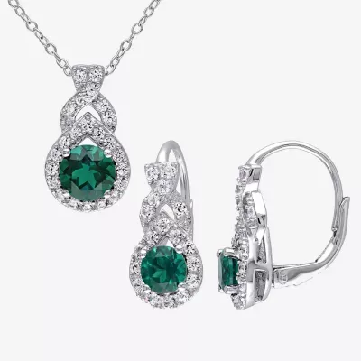 Womens Lab Created Green Emerald Sterling Silver 2-pc. Jewelry Set