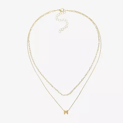 Silver Treasures Delicates Initial Womens 14K Gold Over Brass Rectangular 16 Inch Pendant Necklace