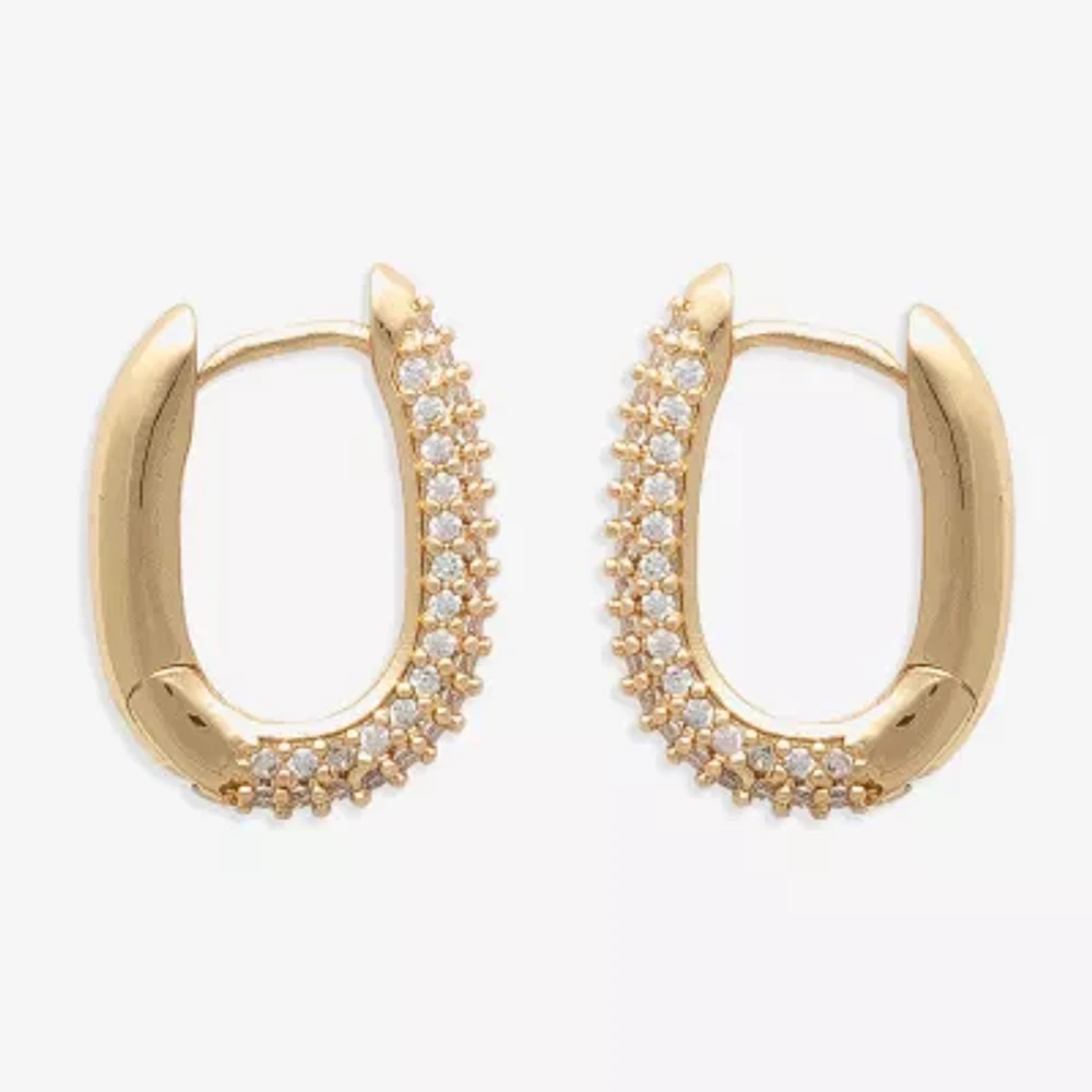 Mixit Womens Cubic Zirconia 14.2mm Hoop Earrings