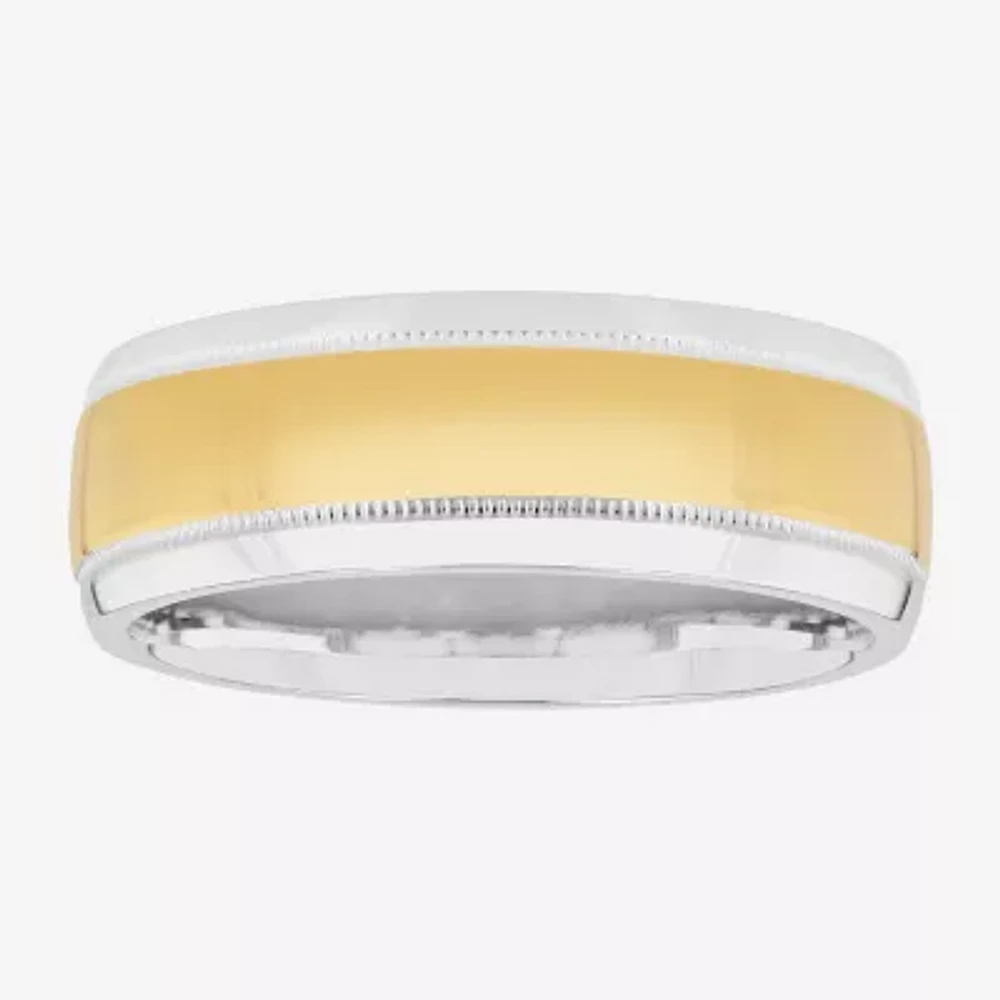 Mens 8MM 14K Gold Over Silver Sterling Wedding Band