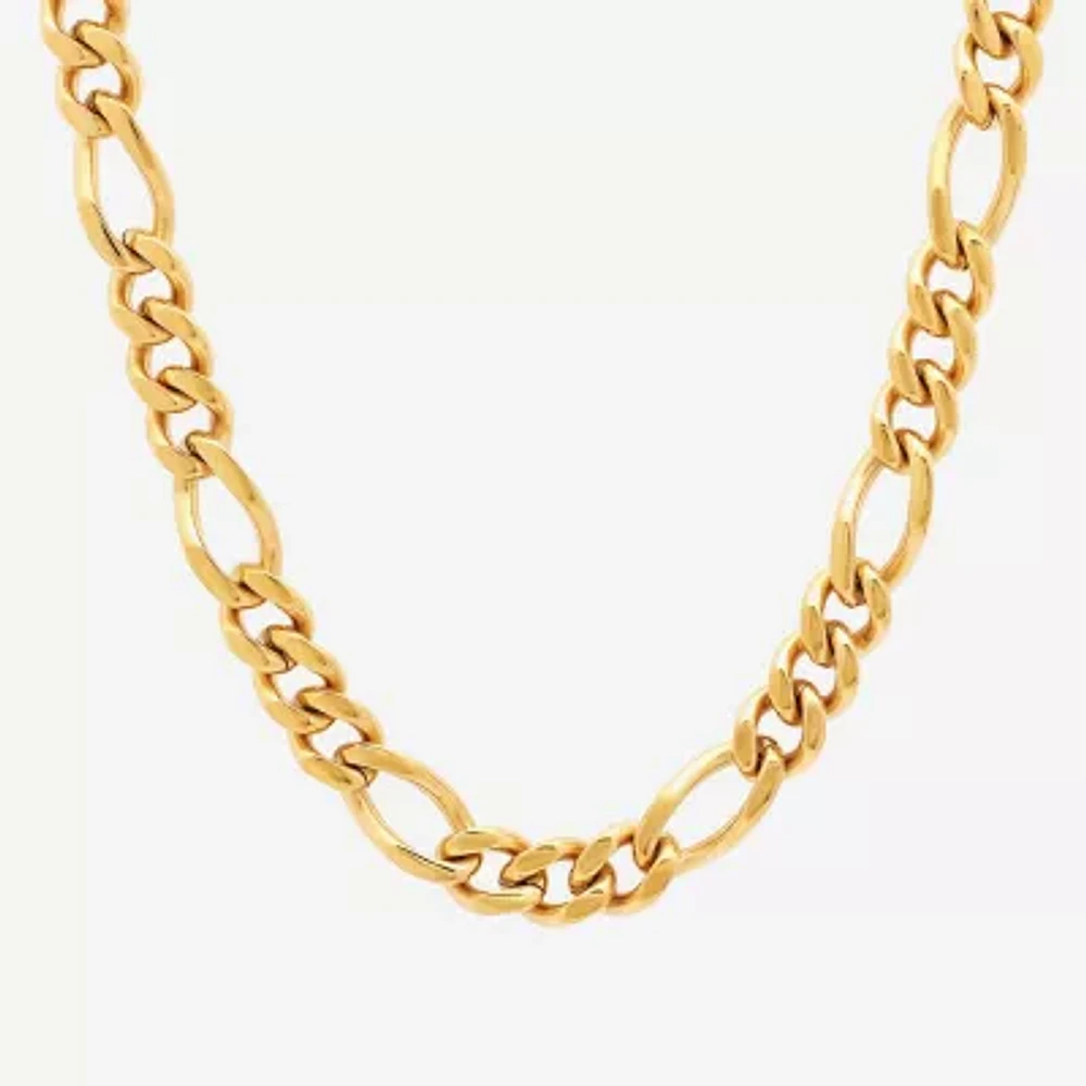 Mens Yellow Stainless Steel Figaro Chain