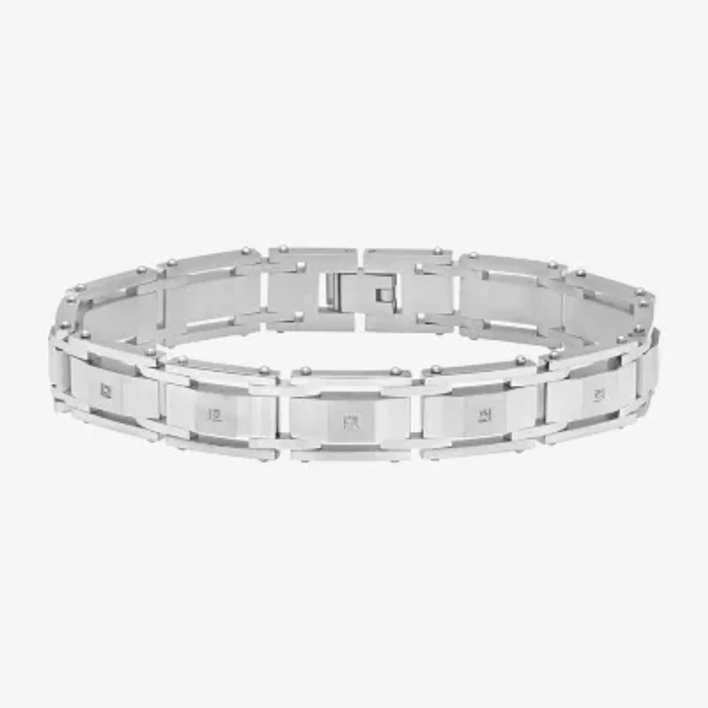 Mens Stainless Steel Solid 8 1/2 Inch Link Bracelet