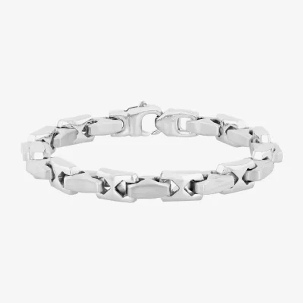 Mens Stainless Steel Solid Link Bracelet