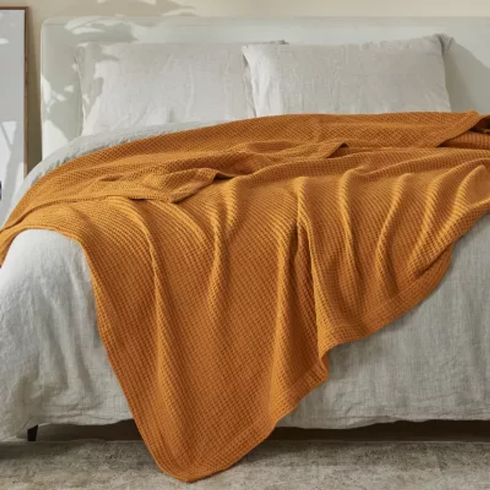 Patina Vie Maison Cotton Waffle Weave Washable Reversible Hypoallergenic Lightweight Throw