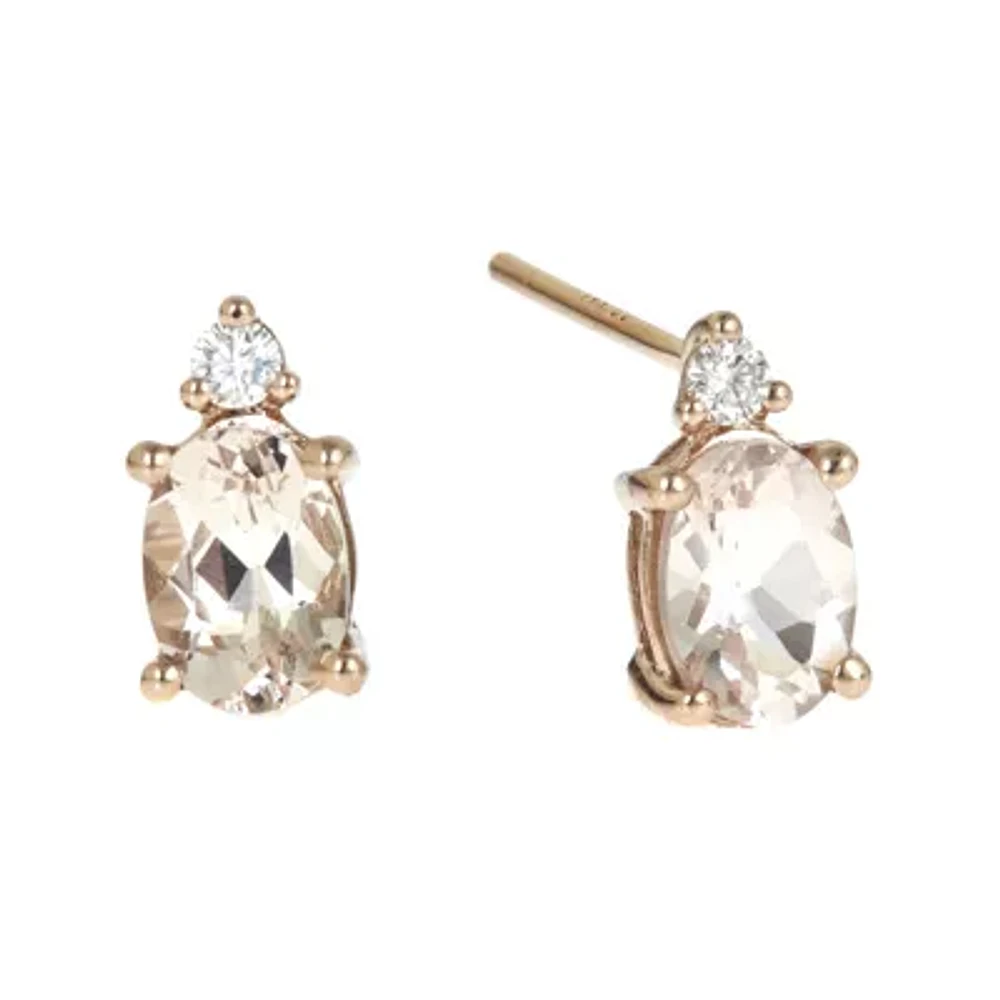 LIMITED QUANTITIES Genuine Morganite and Diamond-Accent Earrings