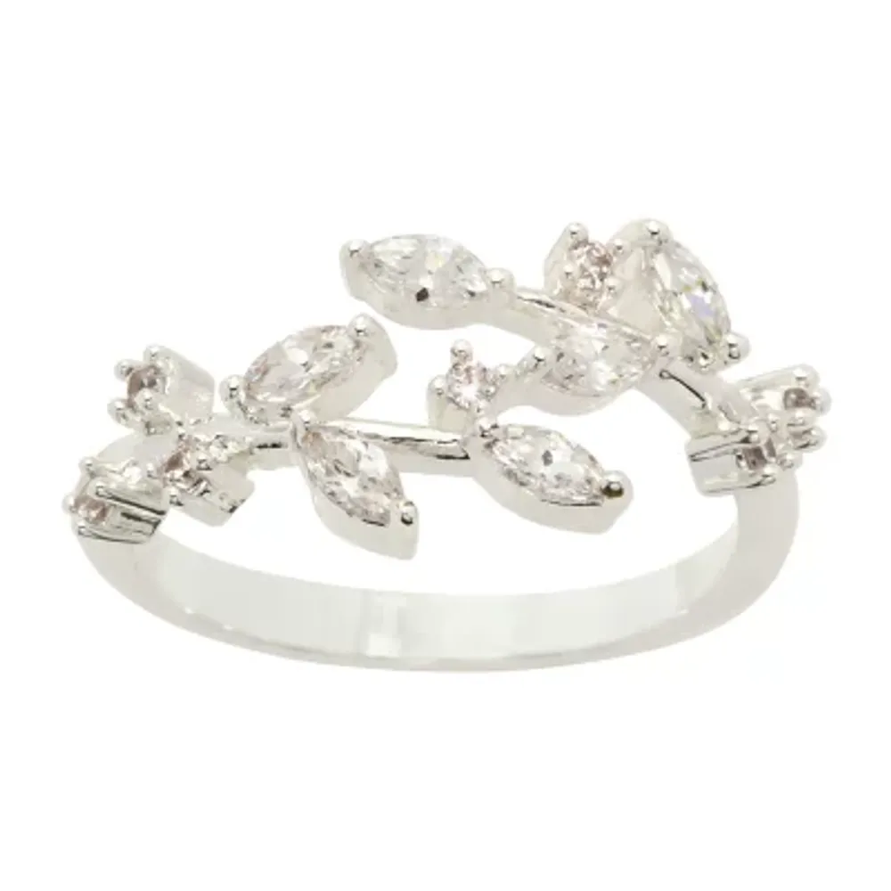 Sparkle Allure Womens White Cubic Zirconia Pure Silver Over Brass Hypoallergenic Bypass Band