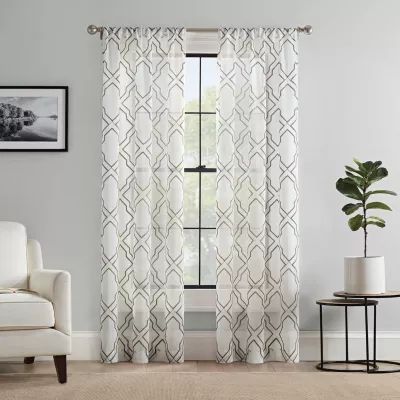 Mercantile Ember Rod Pocket Sheer Set of 2 Curtain Panel