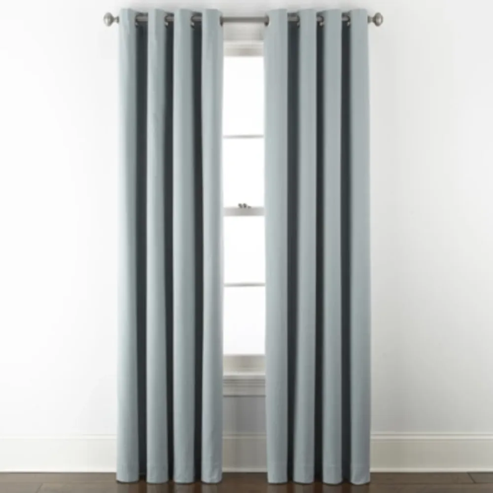 Linden Street Naturals Grommet Top 100% Blackout Single Curtain Panel