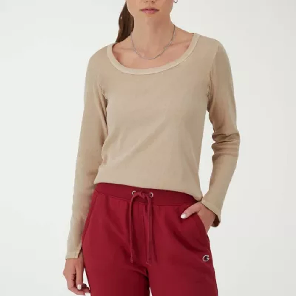 Champion Womens Scoop Neck Long Sleeve Active T-Shirt